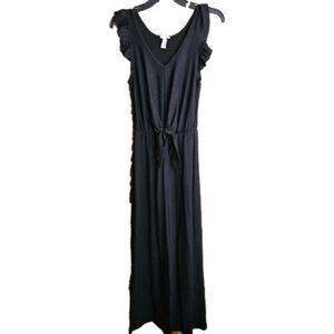 Caution To The Wind Jumpsuit Small Ribbed Ruffle Sleeves Dark Academia Coquette